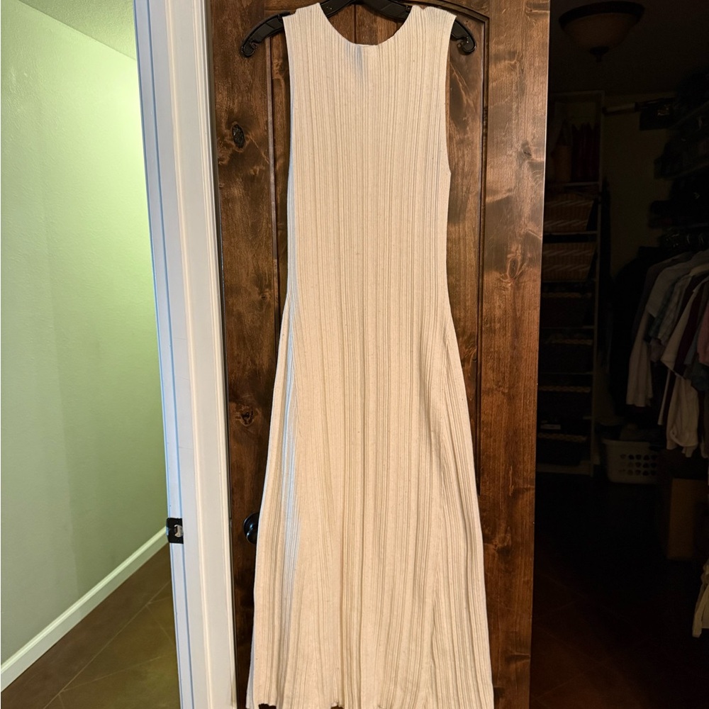 a new day Cream Sleeveless Ribbed Maxi Dress